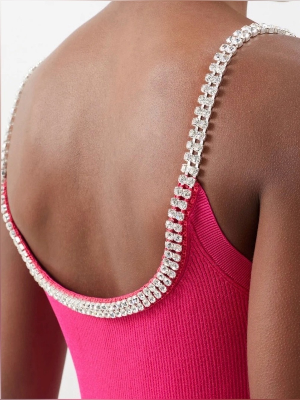 Paco Rabanne Crystal Embellished Ribbed Knit Mini Dress in Pink Raspberry - Picture 6 of 13